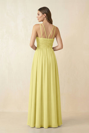 Halter Pleated A - Line Chiffon Bridesmaid Dress in Buttercup - SHE IS ME Bridesmaid Dresses
