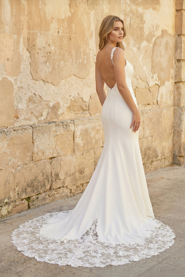 Mermaid Satin Wedding Dress With Lace in Ivory - SHE IS ME Wedding Dresses
