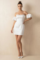 Mermaid Strapless Satin Wedding Dress in White - SHE IS ME Wedding Dresses