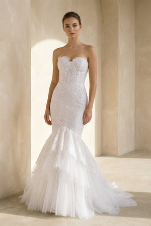 Mermaid Sweetheart Sleeveless Wedding Dress With Appliques - SHE IS ME Wedding Dresses