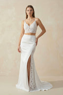 Mermaid Two Pieces Lace Wedding Dresses with Slit - SHE IS ME Wedding Dresses