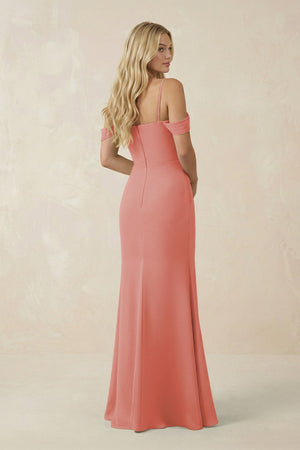 Off - the - Shoulder Sheath Chiffon Ruched Bridesmaid Dress in Mulberry - SHE IS ME Bridesmaid Dresses