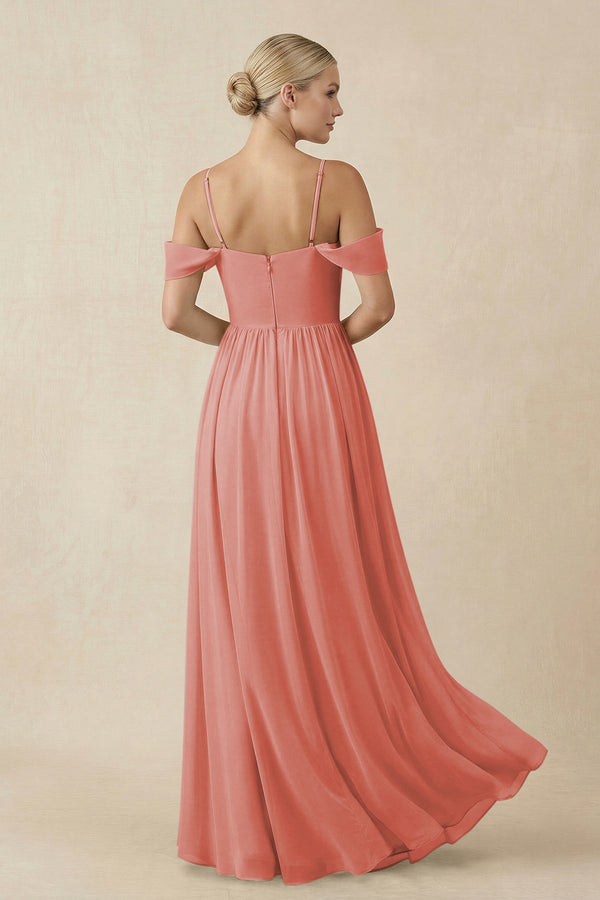 Off - the - Shoulder Sweetheart A - Line Chiffon Bridesmaid Dress in Mulberry - SHE IS ME Bridesmaid Dresses