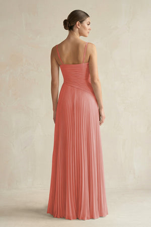 Pleated A-Line Long Chiffon Bridesmaid Dress in Mulberry