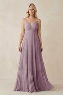 Pleated V - Neck A - Line Chiffon Bridesmaid Dress in Dusk - SHE IS ME Bridesmaid Dresses