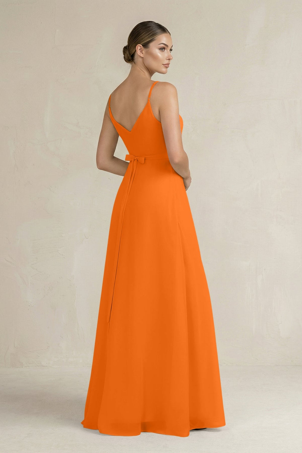 Ruched A - Line Chiffon Bridesmaid Dress with Slit in Cinnamon - SHE IS ME Bridesmaid Dresses