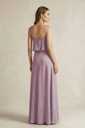 Ruffled Spaghetti Strap A - Line Chiffon Bridesmaid Dress in Dusk - SHE IS ME Bridesmaid Dresses