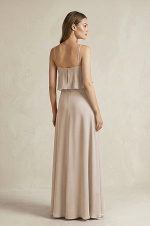 Ruffled Spaghetti Strap A - Line Chiffon Bridesmaid Dress in Frost - SHE IS ME Bridesmaid Dresses