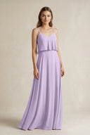 Ruffled Spaghetti Strap A - Line Chiffon Bridesmaid Dress in Lavender - SHE IS ME Bridesmaid Dresses