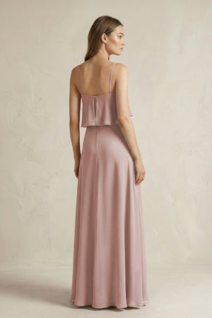 Ruffled Spaghetti Strap A - Line Chiffon Bridesmaid Dress in Toffee - SHE IS ME Bridesmaid Dresses