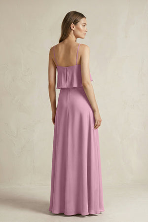 Ruffled Spaghetti Strap A - Line Chiffon Bridesmaid Dress in Vintage Mauve - SHE IS ME Bridesmaid Dresses