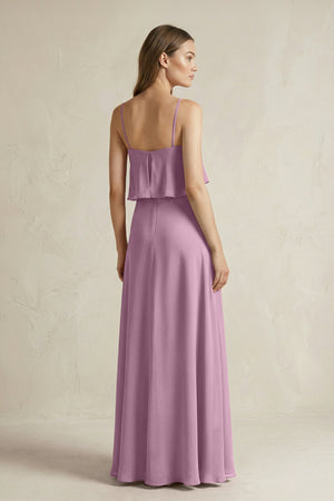Ruffled Spaghetti Strap A - Line Chiffon Bridesmaid Dress in Wisteria - SHE IS ME Bridesmaid Dresses