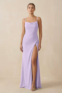 Sheath Spaghetti Straps Chiffon Long Bridesmaid Dress in Lavender - SHE IS ME Bridesmaid Dresses