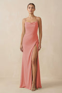 Sheath Spaghetti Straps Chiffon Long Bridesmaid Dress in Mulberry - SHE IS ME Bridesmaid Dresses