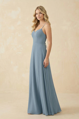 A-Line Chiffon Spaghetti Strap Bridesmaid Dress in Neptune - SHE IS ME BRIDESMAID DRESSES