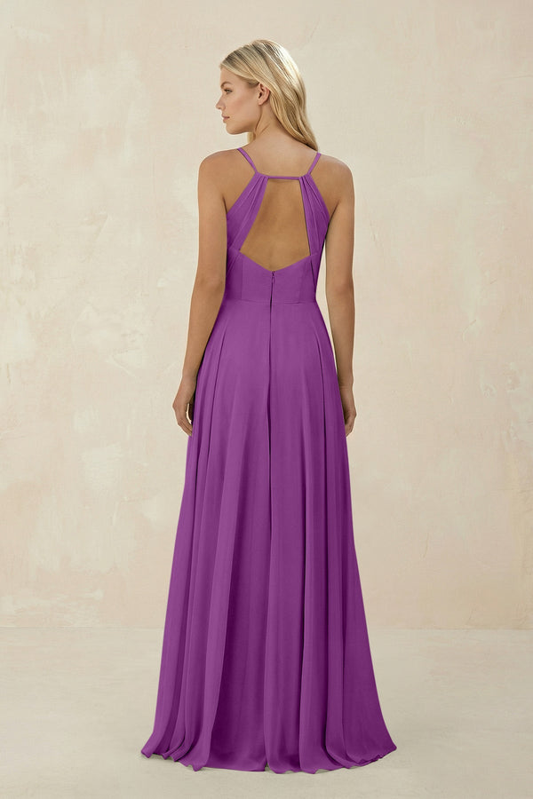 Spaghetti Strap A - Line Chiffon Bridesmaid Dress in Amethyst - SHE IS ME Bridesmaid Dresses