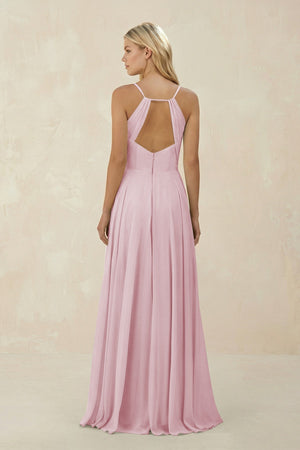 Spaghetti Strap A - Line Chiffon Bridesmaid Dress in Candy Pink - SHE IS ME Bridesmaid Dresses