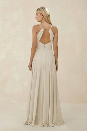 Spaghetti Strap A - Line Chiffon Bridesmaid Dress in Dove Gray - SHE IS ME Bridesmaid Dresses