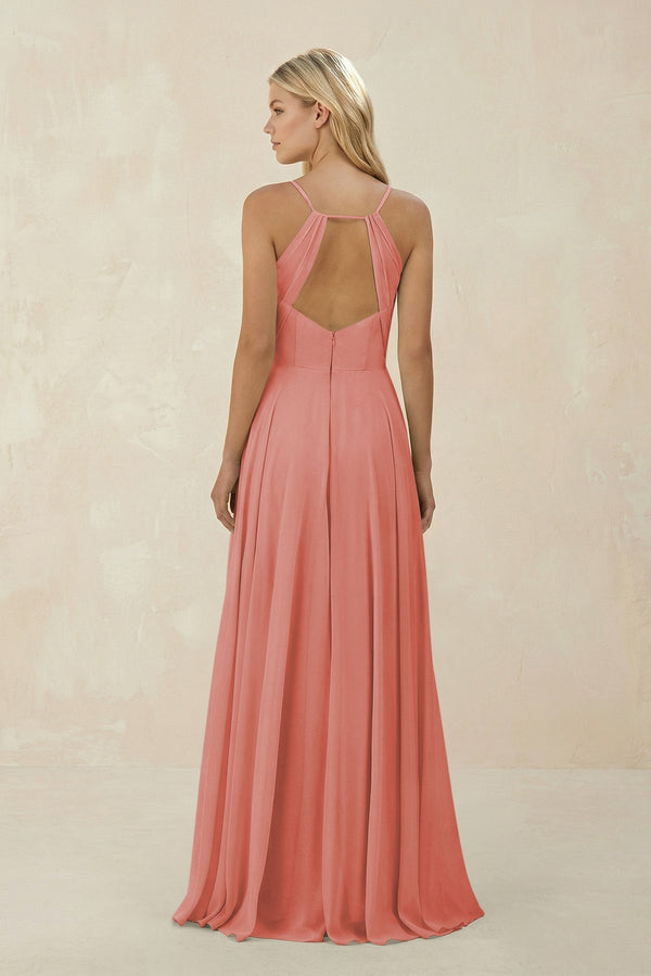 Spaghetti Strap A - Line Chiffon Bridesmaid Dress in Mulberry - SHE IS ME Bridesmaid Dresses