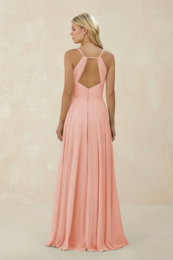 Spaghetti Strap A - Line Chiffon Bridesmaid Dress in Rose Petal - SHE IS ME Bridesmaid Dresses
