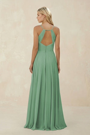 Spaghetti Strap A - Line Chiffon Bridesmaid Dress in Sea Glass - SHE IS ME Bridesmaid Dresses