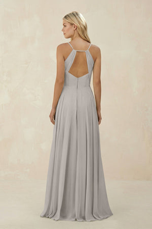 Spaghetti Strap A - Line Chiffon Bridesmaid Dress in Silver - SHE IS ME Bridesmaid Dresses