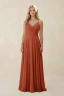 Spaghetti Strap A - Line Chiffon Bridesmaid Dress in Spice - SHE IS ME Bridesmaid Dresses