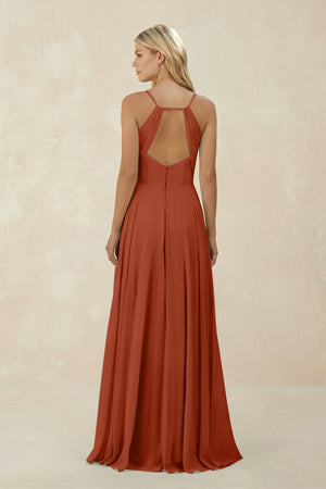 Spaghetti Strap A - Line Chiffon Bridesmaid Dress in Spice - SHE IS ME Bridesmaid Dresses