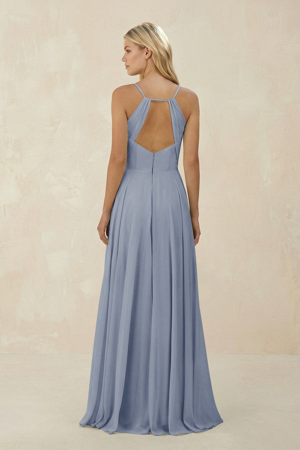 Spaghetti Strap A - Line Chiffon Bridesmaid Dress in Twilight - SHE IS ME Bridesmaid Dresses