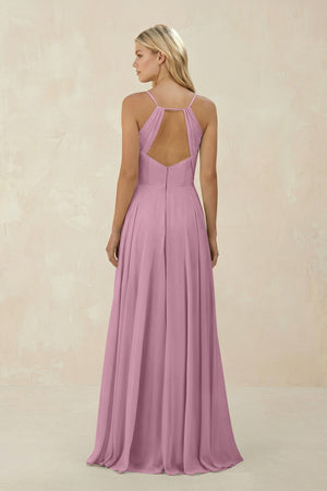 Spaghetti Strap A - Line Chiffon Bridesmaid Dress in Vintage Mauve - SHE IS ME Bridesmaid Dresses