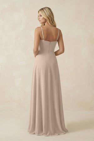 Spaghetti Strap Chiffon A - Line Bridesmaid Dress in Almond - SHE IS ME Bridesmaid Dresses