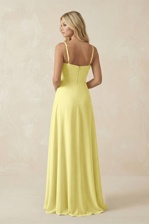 Spaghetti Strap Chiffon A - Line Bridesmaid Dress in Buttercup - SHE IS ME Bridesmaid Dresses
