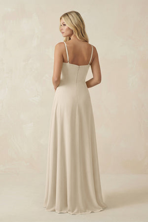 Spaghetti Strap Chiffon A - Line Bridesmaid Dress in Champagne - SHE IS ME Bridesmaid Dresses