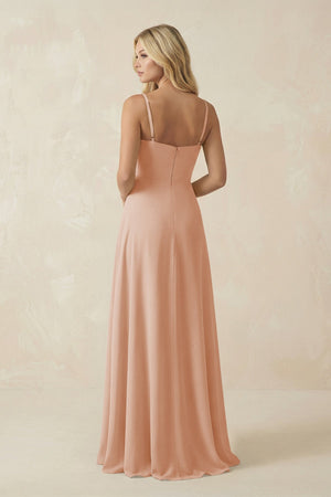 Spaghetti Strap Chiffon A - Line Bridesmaid Dress in Champagne Rose - SHE IS ME Bridesmaid Dresses