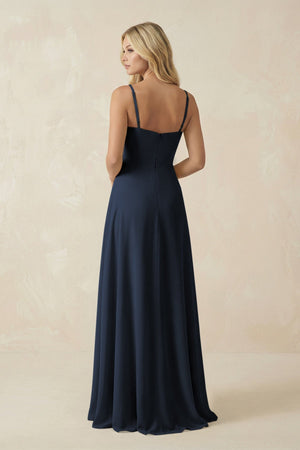 Spaghetti Strap Chiffon A - Line Bridesmaid Dress in Dark Navy - SHE IS ME Bridesmaid Dresses