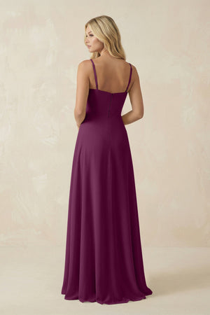 Spaghetti Strap Chiffon A - Line Bridesmaid Dress in Fig - SHE IS ME Bridesmaid Dresses