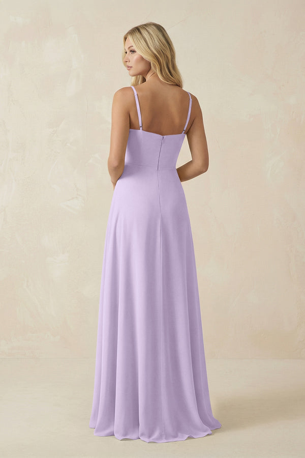Spaghetti Strap Chiffon A - Line Bridesmaid Dress in Lavender - SHE IS ME Bridesmaid Dresses