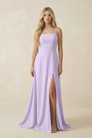 Spaghetti Strap Chiffon A - Line Bridesmaid Dress in Lavender - SHE IS ME Bridesmaid Dresses