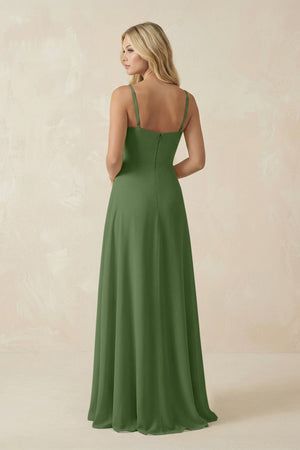 Spaghetti Strap Chiffon A - Line Bridesmaid Dress in Moss - SHE IS ME Bridesmaid Dresses