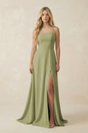 Spaghetti Strap Chiffon A - Line Bridesmaid Dress in Moss Green - SHE IS ME Bridesmaid Dresses