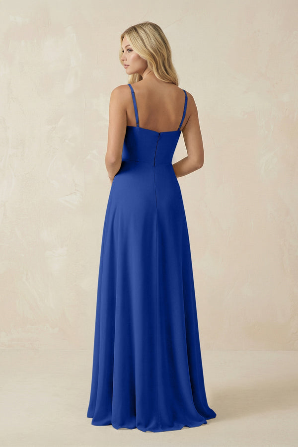 Spaghetti Strap Chiffon A - Line Bridesmaid Dress in Royal Blue - SHE IS ME Bridesmaid Dresses
