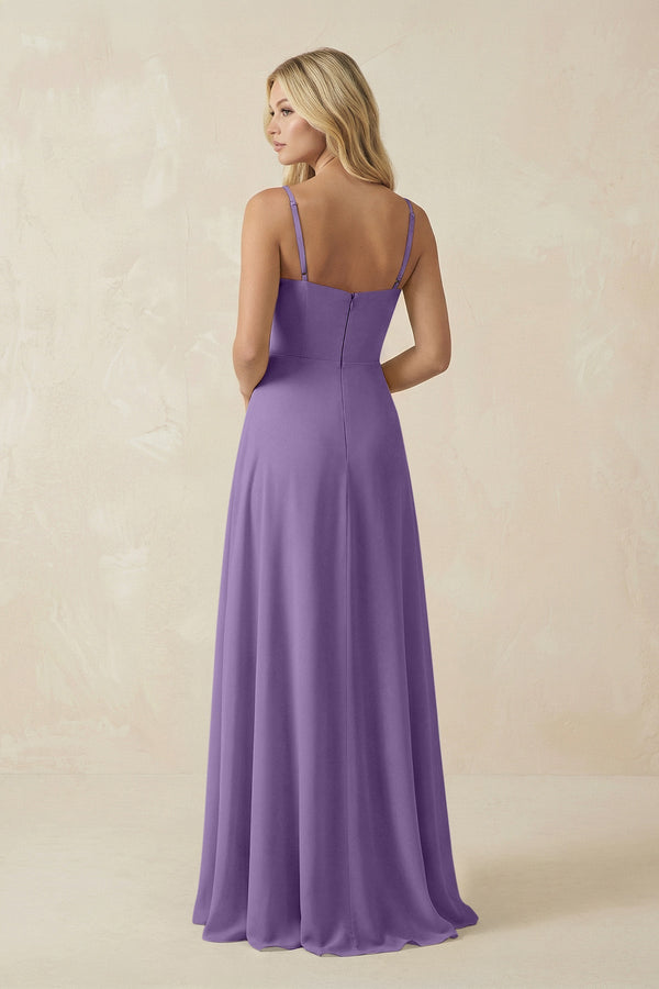 Spaghetti Strap Chiffon A - Line Bridesmaid Dress in Tahiti - SHE IS ME Bridesmaid Dresses
