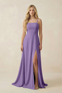 Spaghetti Strap Chiffon A - Line Bridesmaid Dress in Tahiti - SHE IS ME Bridesmaid Dresses