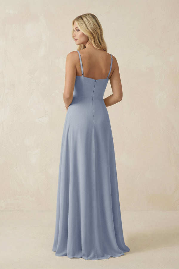 Spaghetti Strap Chiffon A - Line Bridesmaid Dress in Twilight - SHE IS ME Bridesmaid Dresses