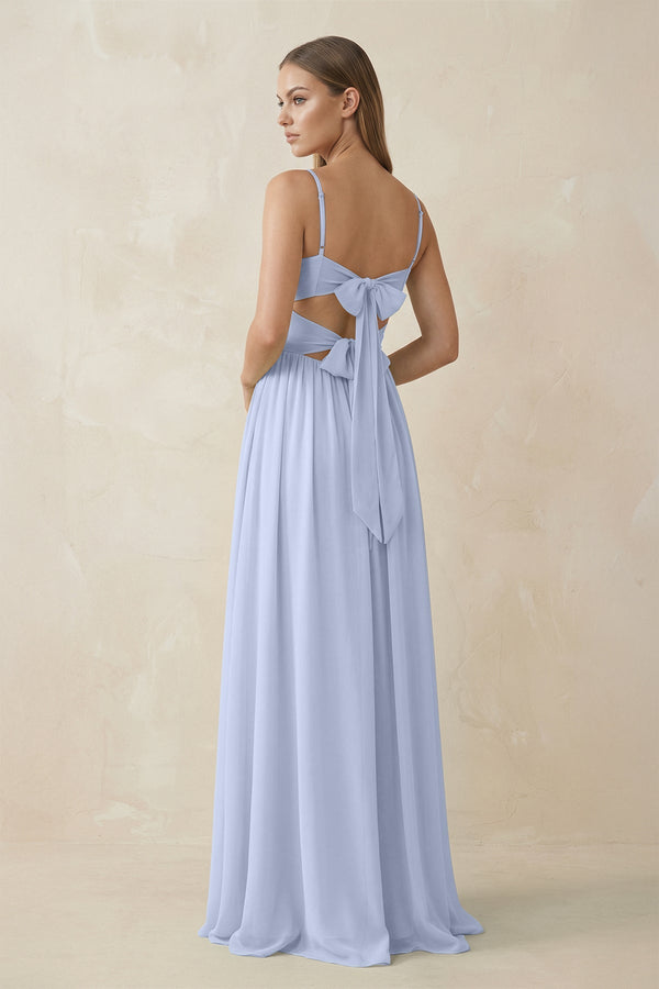 Spaghetti Strap Pleated A - Line Chiffon Bridesmaid Dress in Ice - SHE IS ME Bridesmaid Dresses