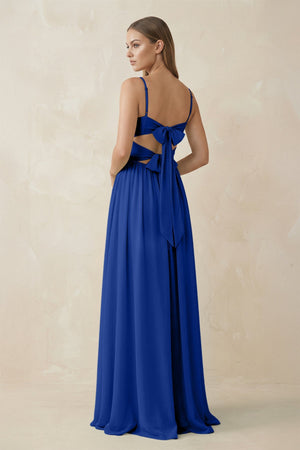 Spaghetti Strap Pleated A - Line Chiffon Bridesmaid Dress in Royal Blue - SHE IS ME Bridesmaid Dresses