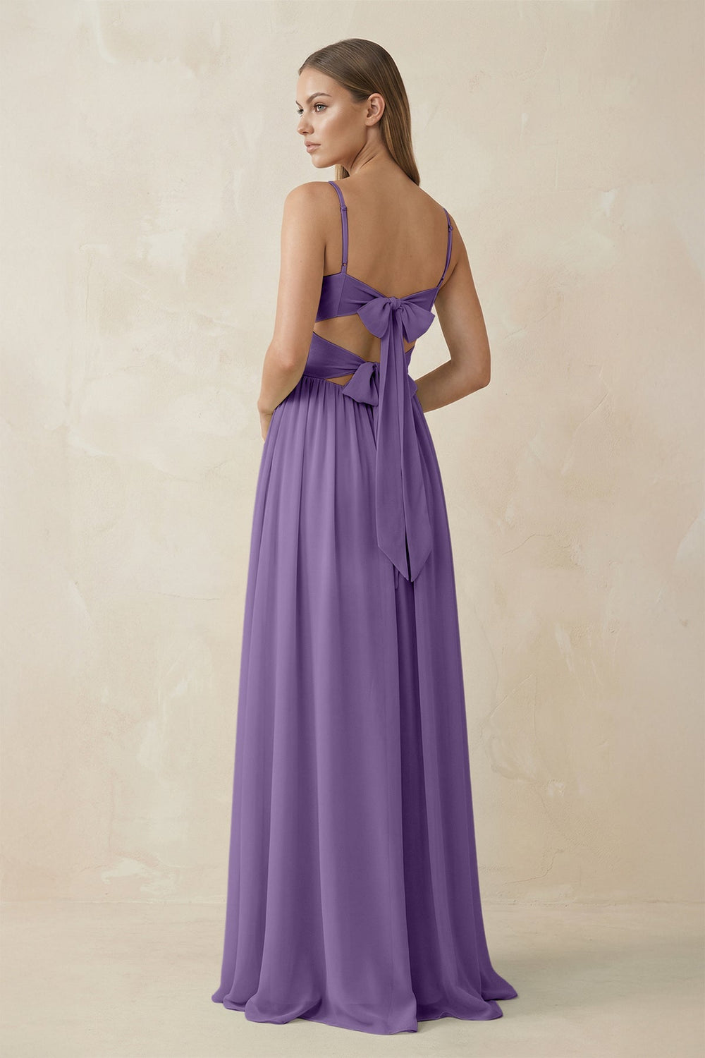 Spaghetti Strap Pleated A - Line Chiffon Bridesmaid Dress in Tahiti - SHE IS ME Bridesmaid Dresses