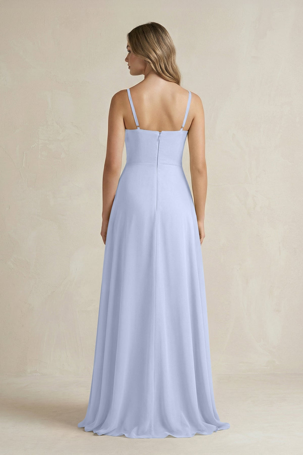 Spaghetti Strap Ruffled A - Line Chiffon Bridesmaid Dress in Ice - SHE IS ME Bridesmaid Dresses
