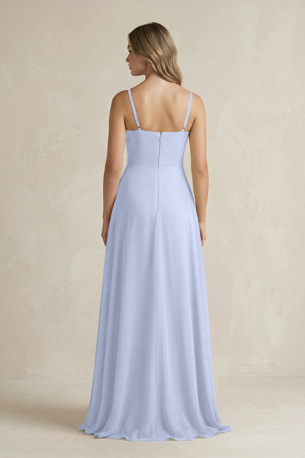 Spaghetti Strap Ruffled A - Line Chiffon Bridesmaid Dress in Ice - SHE IS ME Bridesmaid Dresses