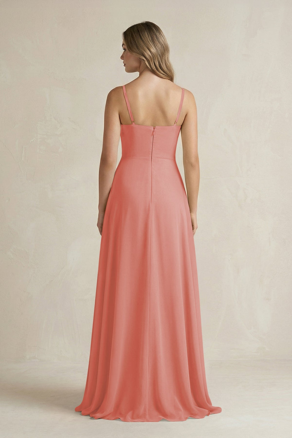 Spaghetti Strap Ruffled A - Line Chiffon Bridesmaid Dress in Mulberry - SHE IS ME Bridesmaid Dresses